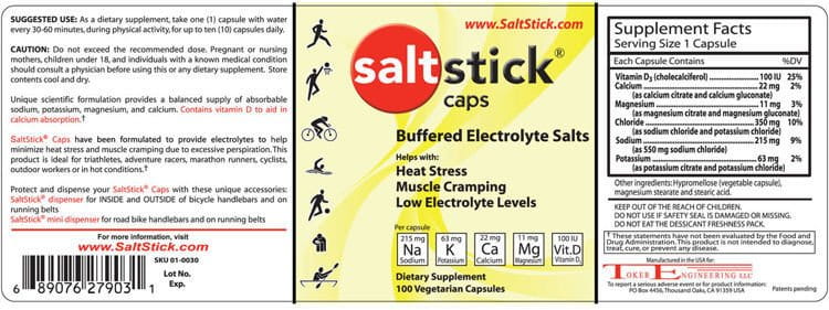 SaltStick Caps 100 kaps. – elektrolity, sód, potas, magnez, wapń