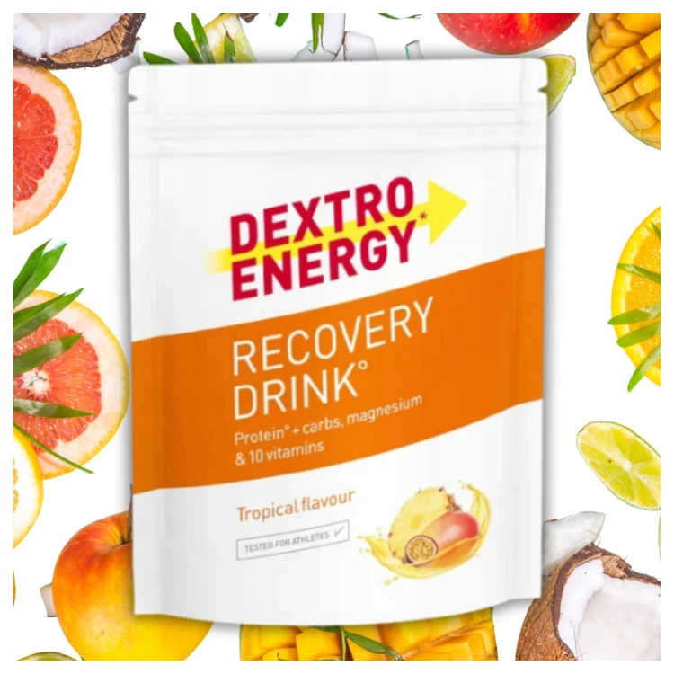 Dextro Energy Recovery napój o smaku owoców tropikalnych węgle białko 44,5g