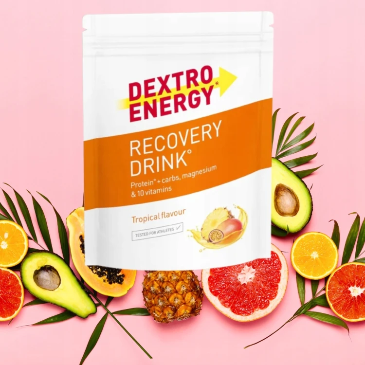 Dextro Energy Recovery napój o smaku owoców tropikalnych węgle białko 44,5g