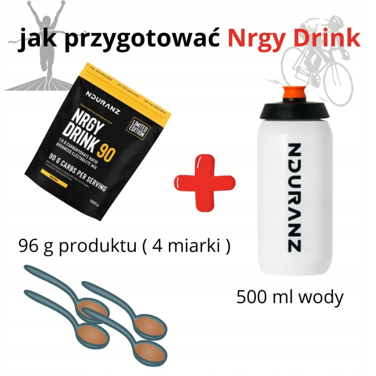 NDURANZ NRGY DRINK 90 1200G mango NAPÓJ WĘGLOWODANOWY carbo na Maraton