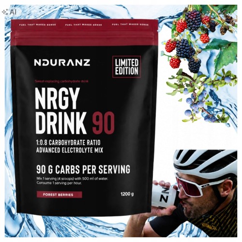 NDURANZ NRGY DRINK90 1200G Owoce Leśne NAPÓJ WĘGLOWODANOWY Carbo Maraton