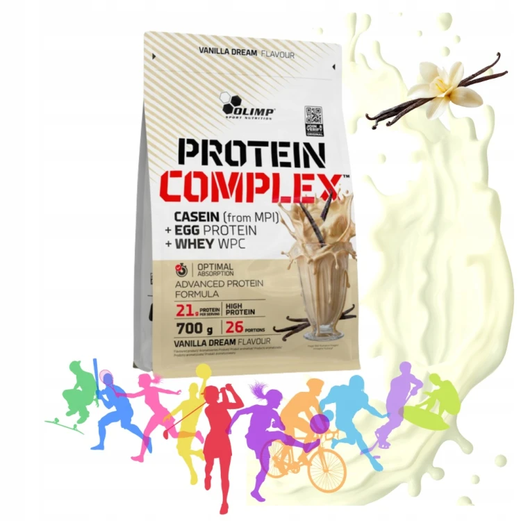 OLIMP PROTEIN COMPLEX 700 g ODŻYWKA BIAŁKOWA WANILIA MASA MIĘŚNIOWA ENERGIA