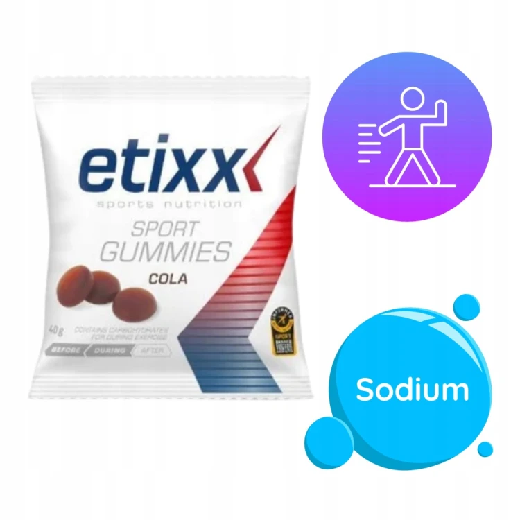 Etixx Sport Gummies Cola 40g Żelki Energetyczne 30g Węgli Na Rower Bieganie