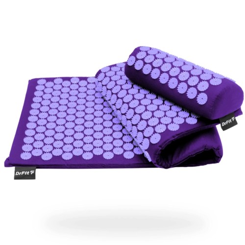DrFit Mata do akupresury z kolcami długa 130x50 cm + poduszka fioletowa