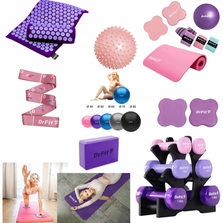 DRFIT Zestaw hantli 6 kg 6 szt. ze stojakiem 0,5 1 1,5 kg Fitness