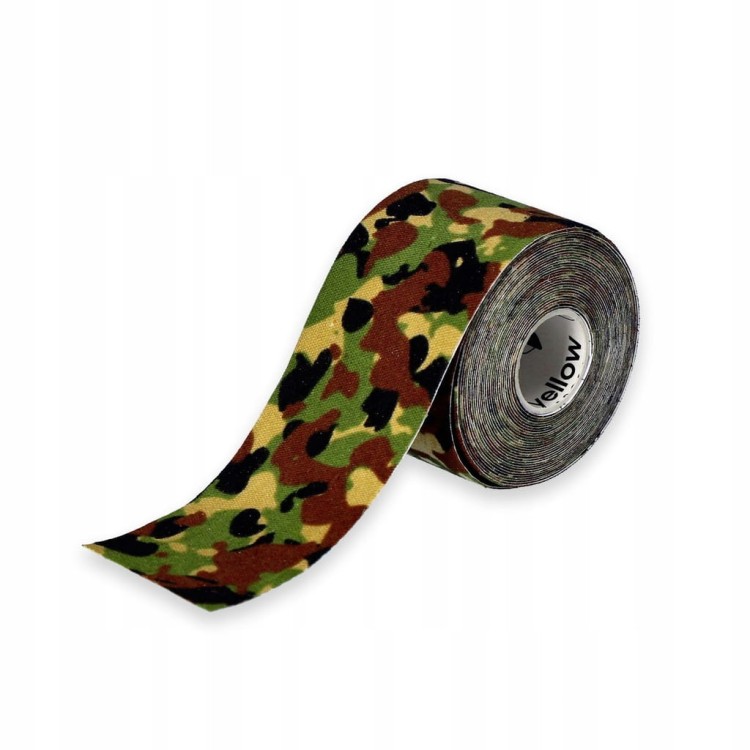 Taśma do kinesiotapingu yellowTAPE - zielona moro, 5cm x 5m
