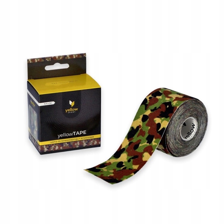 Taśma do kinesiotapingu yellowTAPE - zielona moro, 5cm x 5m