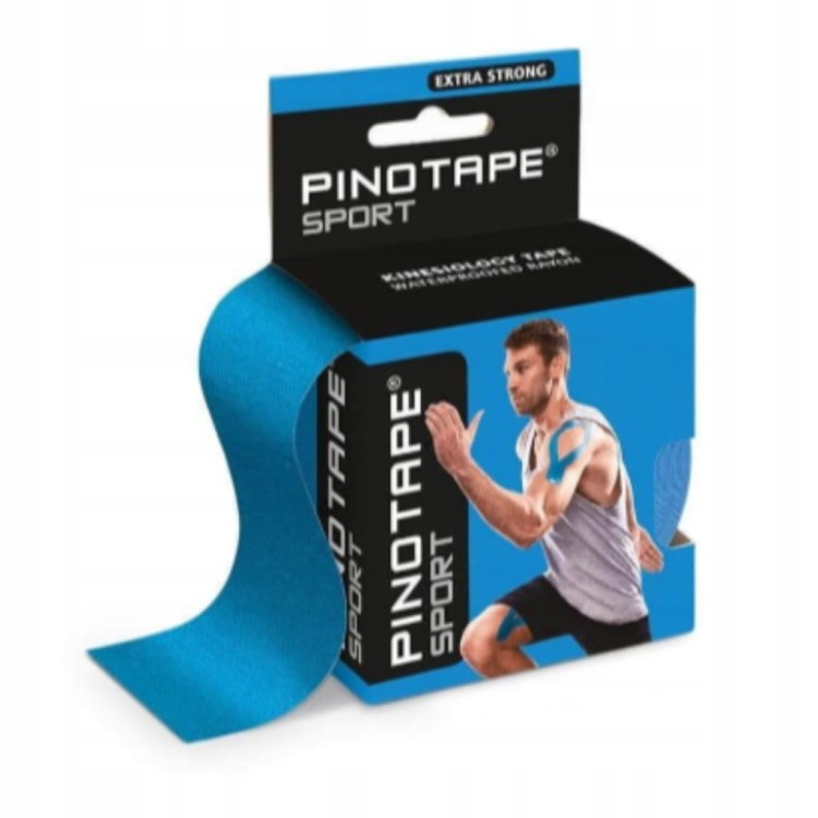 Taśma do kinesiotapingu wodoodporna PINO Sport 5 cm x 5 m niebieski