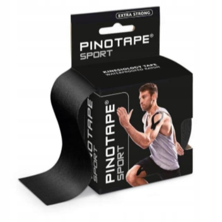 Taśma do kinesiotapingu wodoodporna PINO Sport 5 cm x 5 czarna