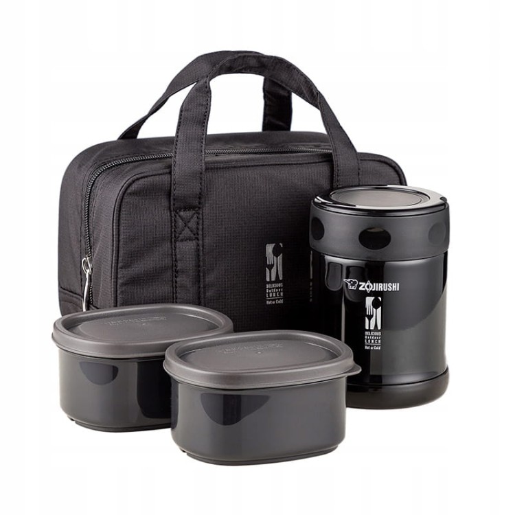 Termos obiadowy Zojirushi z torbą SW-EZE35-BA czarny 350ml +pojemniki