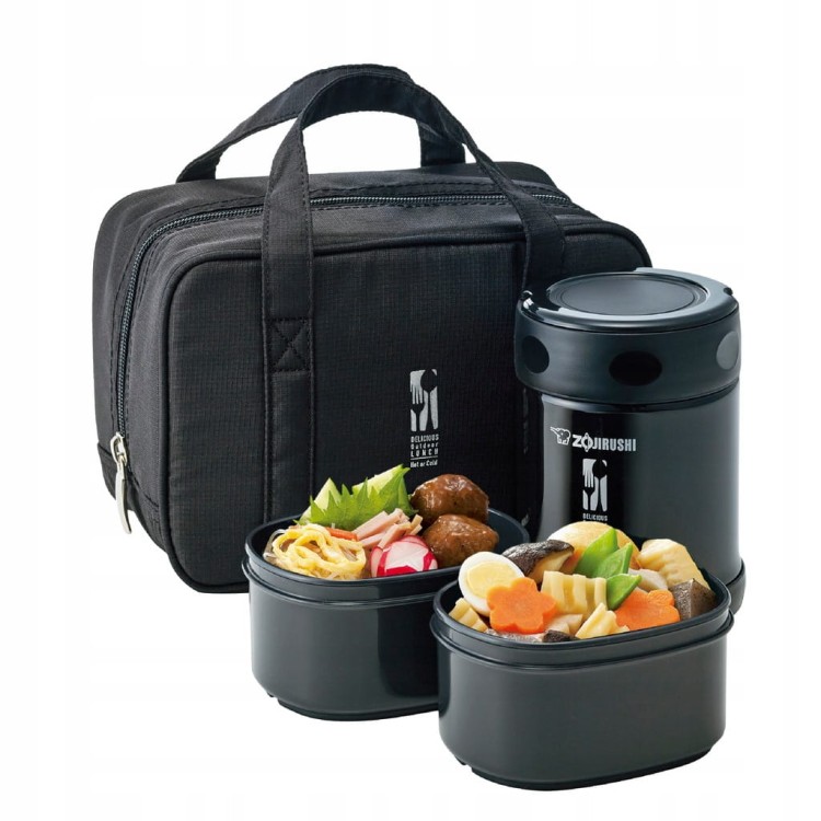 Termos obiadowy Zojirushi z torbą SW-EZE35-BA czarny 350ml +pojemniki