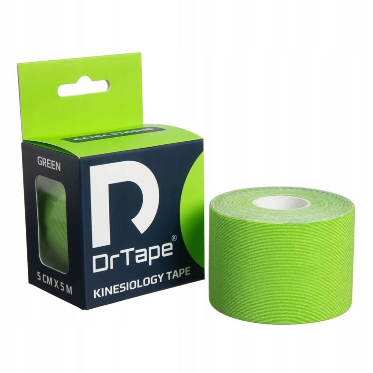DrTape mocna wodoodporna taśma do tejpingu dla sportowców 5cm x 5m zielona