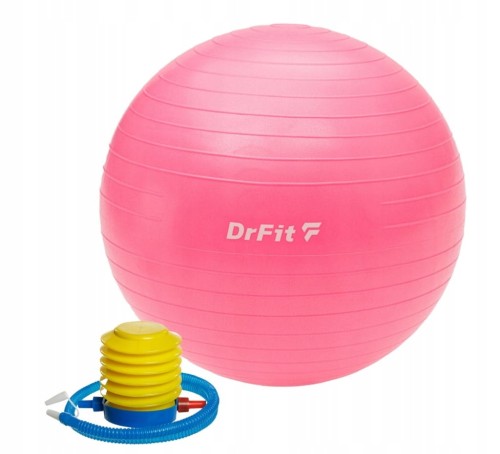 Piłka do ćwiczeń fitness i rehabilitacji 45 cm różowa z pompką
