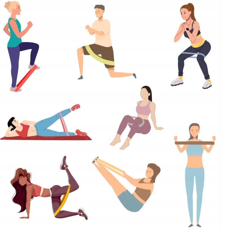 DrFit Guma oporowa z ilustracjami do ćwiczeń jogi elastyczna różowa