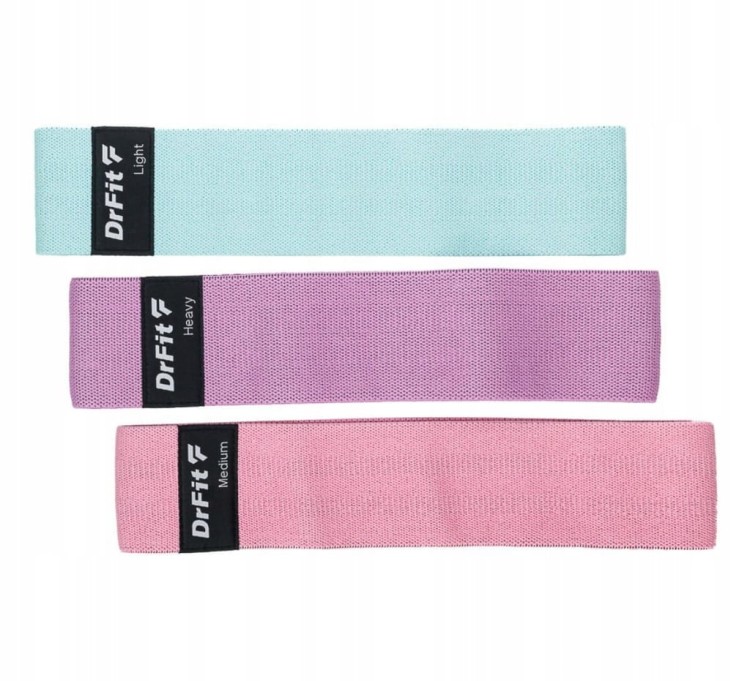 Gumy Oporowe do Ćwiczeń Materiałowe Damskie Fitness Pilates 3 szt. pilates