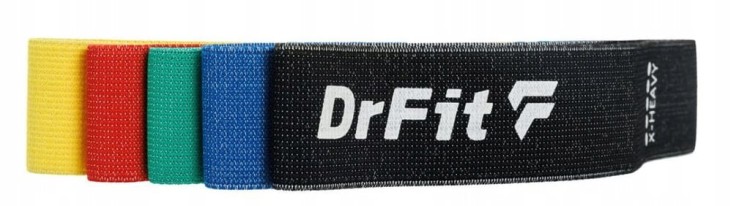 DrFit Elastyczne taśmy fizjoterapeutyczne do treningu bioder zestaw 5 taśm