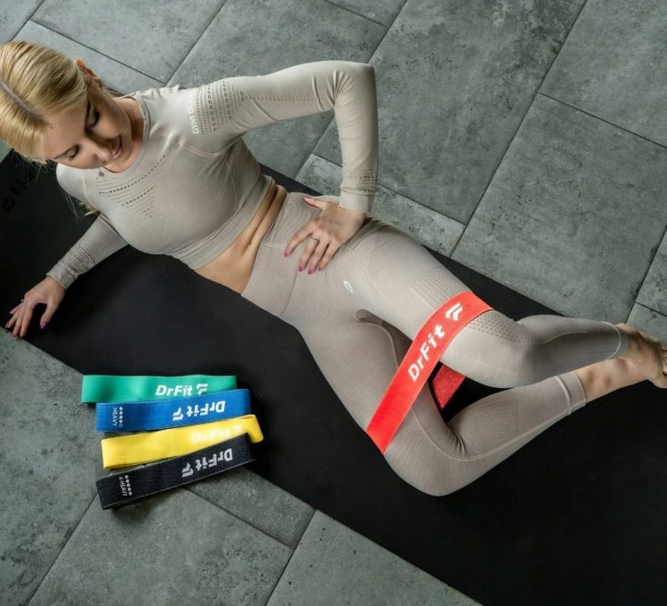 DrFit Elastyczne taśmy fizjoterapeutyczne do treningu bioder zestaw 5 taśm