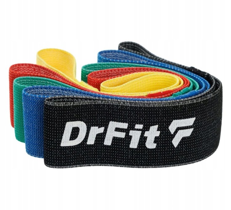 DrFit Elastyczne taśmy fizjoterapeutyczne do treningu bioder zestaw 5 taśm