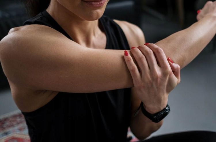 Elastyczny stabilizator łokcia szary XL orteza DrFit