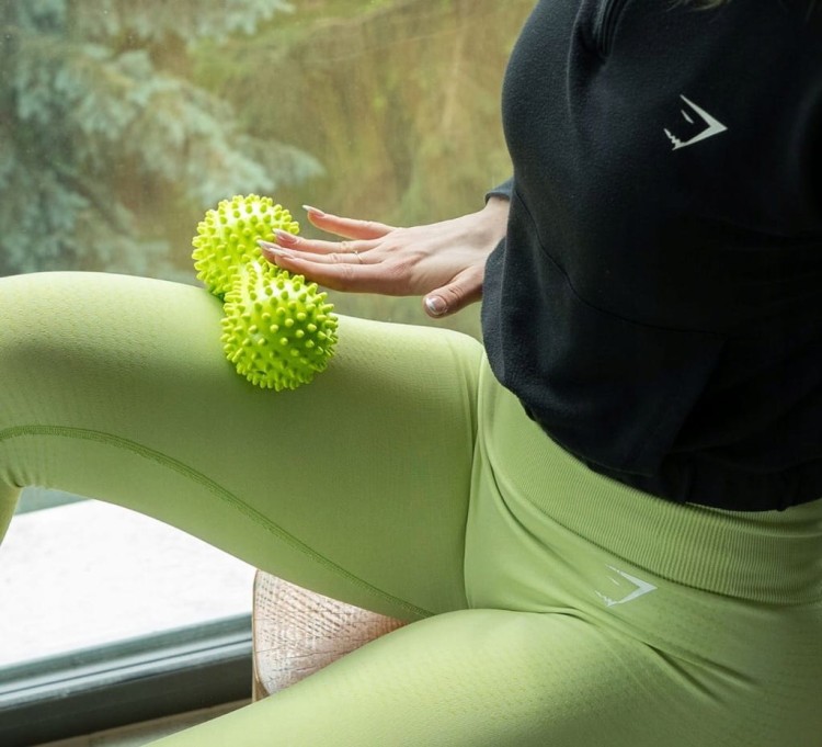 Piłka Duoball Sensoryczna Podwójna z Wypustkami Masaż Ćwiczenia DrFit