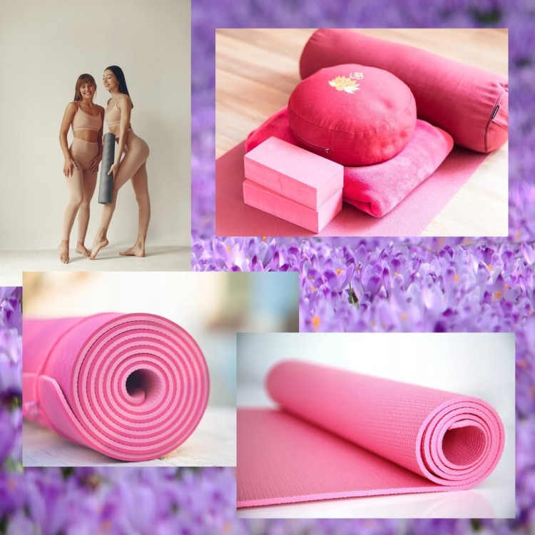 Mata do ćwiczeń 180x60x1cm + podkładki + piłka + gumy ZESTAW PILATES