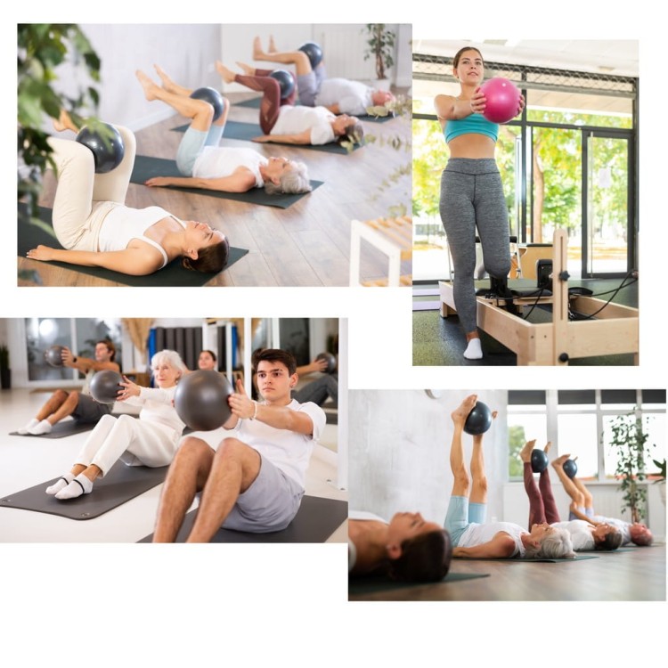 Mata do ćwiczeń 180x60x1cm + podkładki + piłka + gumy ZESTAW PILATES