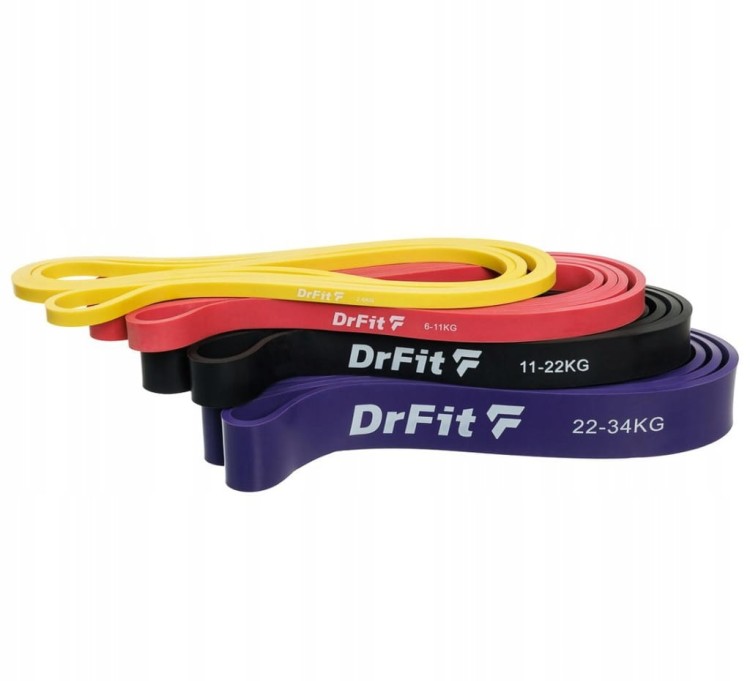 Taśma Oporowa do Treningu Fitness Pilatesu Opór 11-22 kg Czarna Mocna DrFit