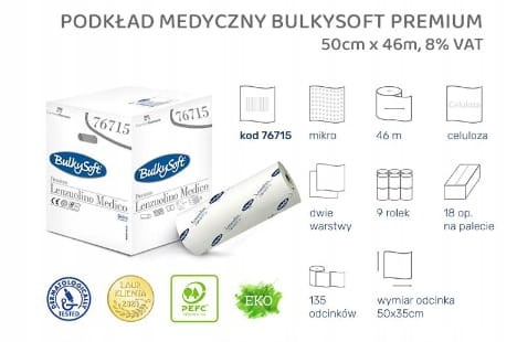 PODKŁAD MEDYCZNY PAPIEROWY PRZEŚCIERADŁO 50CMX46M 1SZT