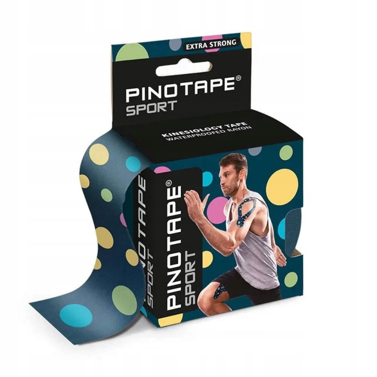 Taśma do kinesiotapingu PINO 5 cm x 5 m kolorowe kropki