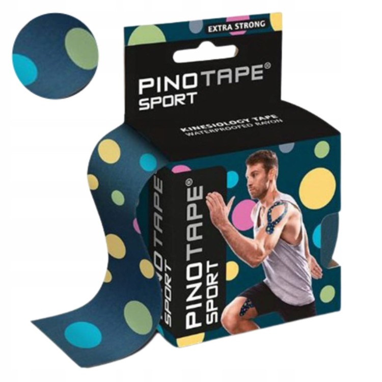 Taśma do kinesiotapingu PINO 5 cm x 5 m kolorowe kropki