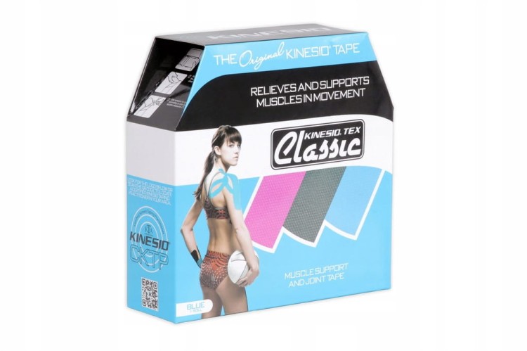 Taśma do kinesiotapingu Kinesio 5 cm x 31,5 m odcienie niebieskiego