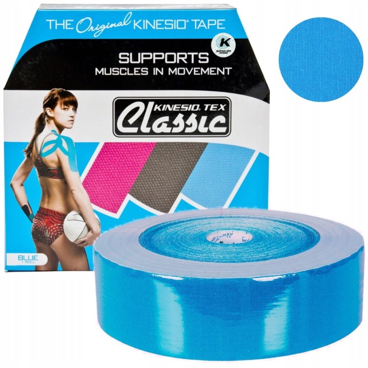 Taśma do kinesiotapingu Kinesio 5 cm x 31,5 m odcienie niebieskiego
