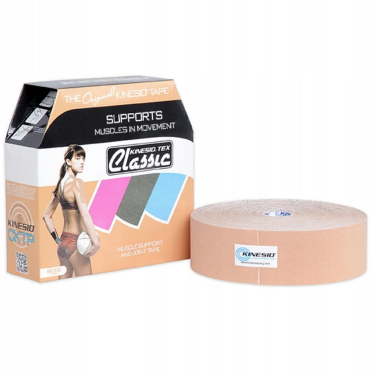 Taśma do kinesiotapingu Kinesio 5 cm x 31,5 m beże i brązy