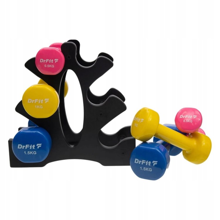 Hantle powlekane/gumowane stałe DrFit zestaw (2x0,5 kg, 2x1 kg , 2x1,5 kg)