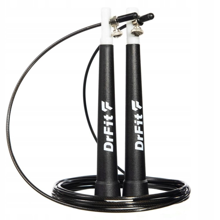 DrFit Skakanka bokserska cardio stalowa regulowana 3 m czarna