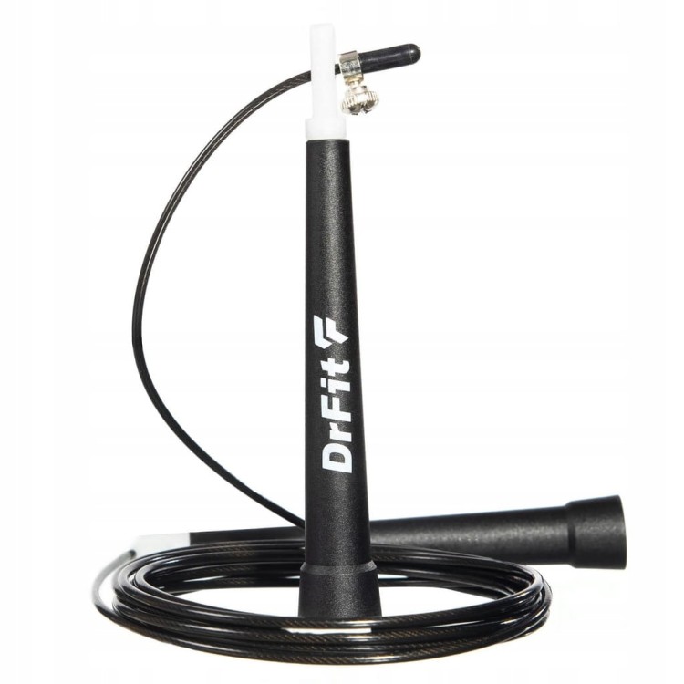 DrFit Skakanka bokserska cardio stalowa regulowana 3 m czarna