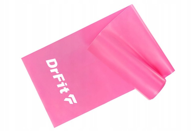 Taśma do ćwiczeń rehabilitacji różowa opór 5,4 kg 2 m DrFit MOCNA