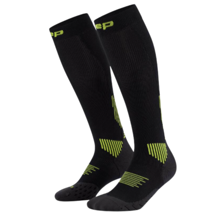 Skarpety kompresyjne długie damskie CEP Core RUN 5.0 S II czarny/limonka