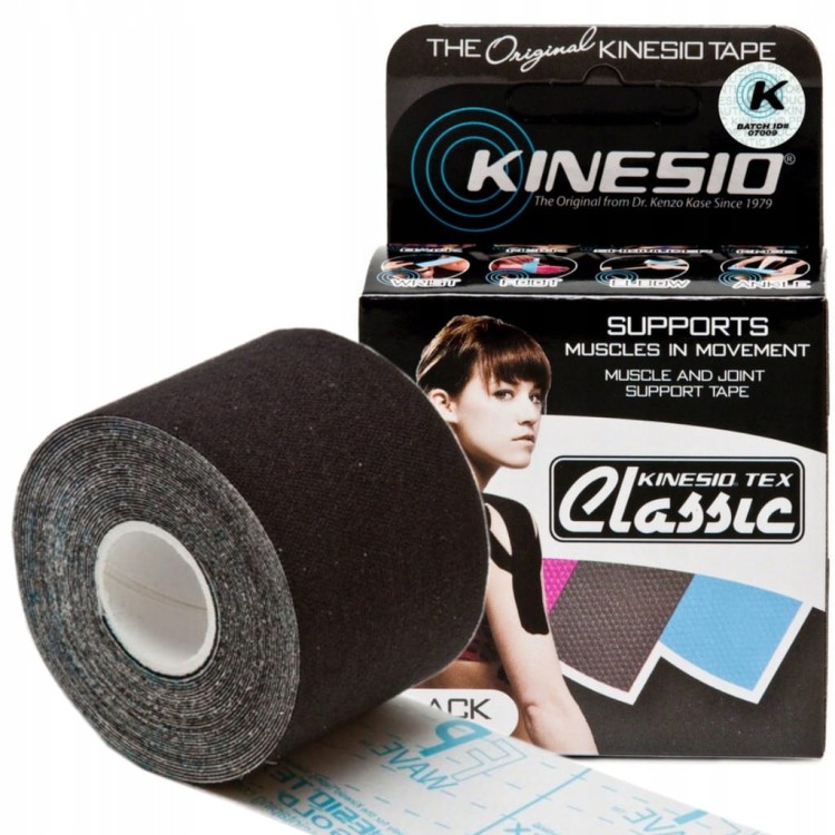 Taśma do kinesiotapingu Kinesio 5 cm x 4 m czarny