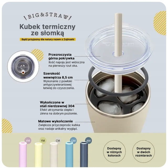 Kubek termiczny z słomką na napoje ZOJIRUSHI SX-HA72H-AM 720 ml Fioletowy