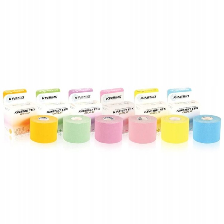 Taśma do kinesiotapingu Kinesio 5 cm x 5 m żółty delikatna skóra