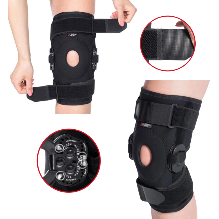 Stabilizator na kolano zegarowy z regulacją kąta zgięcia XXL MSupport