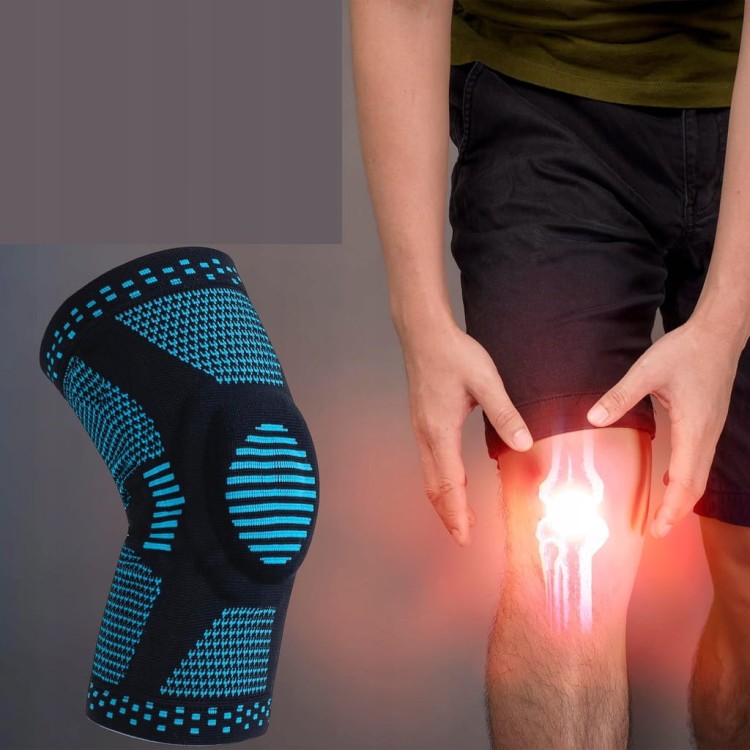 Elastyczny stabilizator na kolano DrFit - niebieski rozmiar M