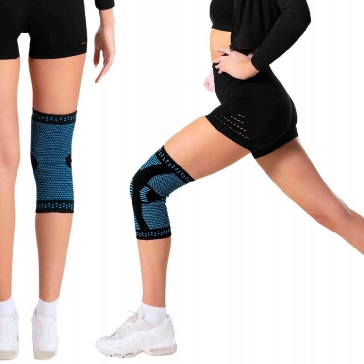 Elastyczny stabilizator na kolano DrFit - niebieski rozmiar M