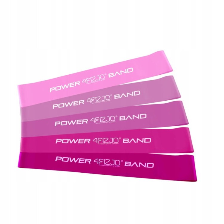 Zestaw 5 taśm MINI POWER BAND 4FIZJO różowe