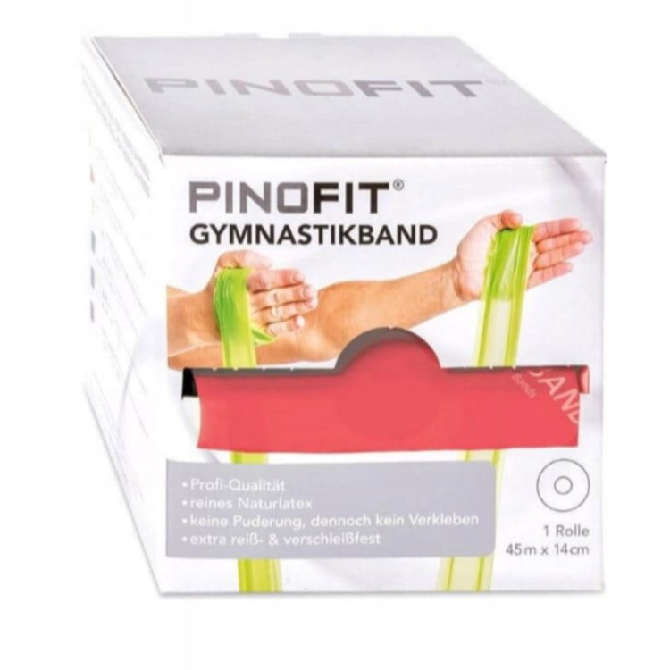 Taśma gimnastyczna typ Flat PINOFIT koralowa opór średni+ 45 m
