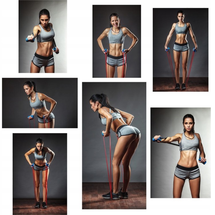 Guma oporowa do ćwiczeń z uchwytami żółta 4,5kg oporu