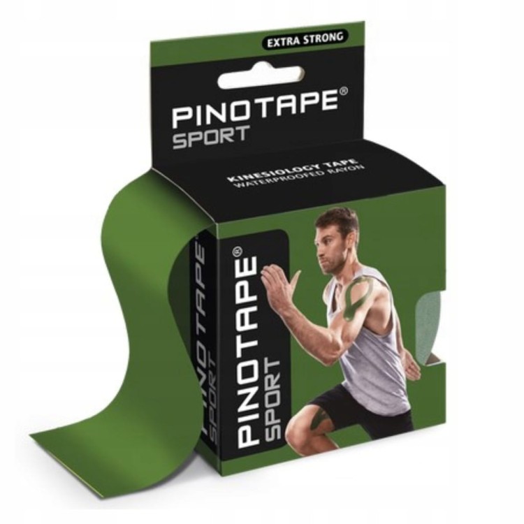 Taśma do kinesiotapingu wodoodporny PINO Sport 5cm x 5 m oliwka