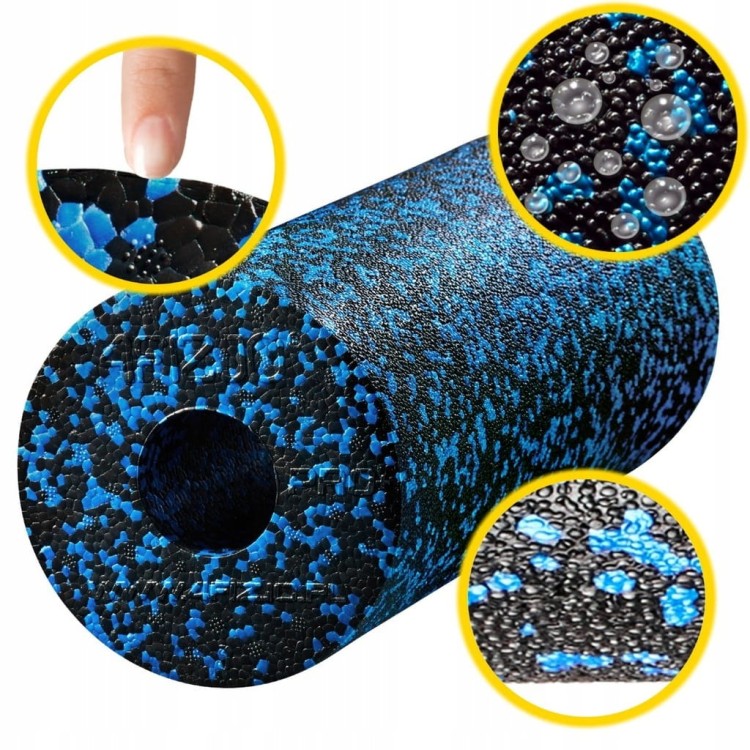 Wałek, roller gładki 4FIZJO 33 cm x 14 cm niebieski