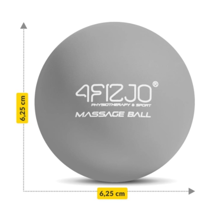 Piłka gładka LACROSSE twarda do masażu 4FIZJO średnica 6,25 cm szara